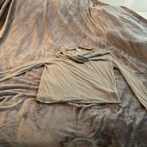 Helmut Lang size L grey long-sleeved top with asymmetrical draped neckline